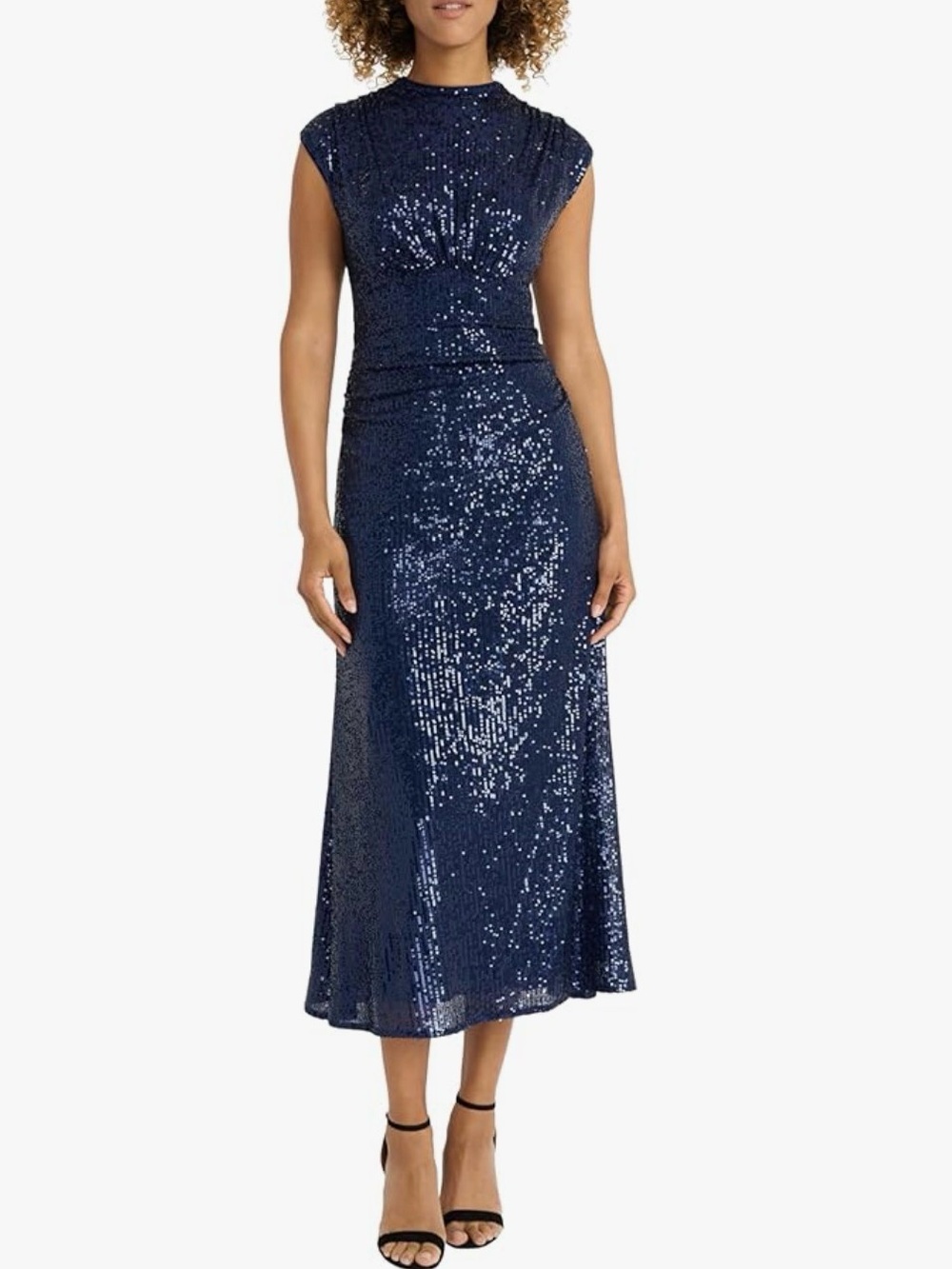 NWTs Maggy London Magdalene Navy Sequin Midi Dress Size 12